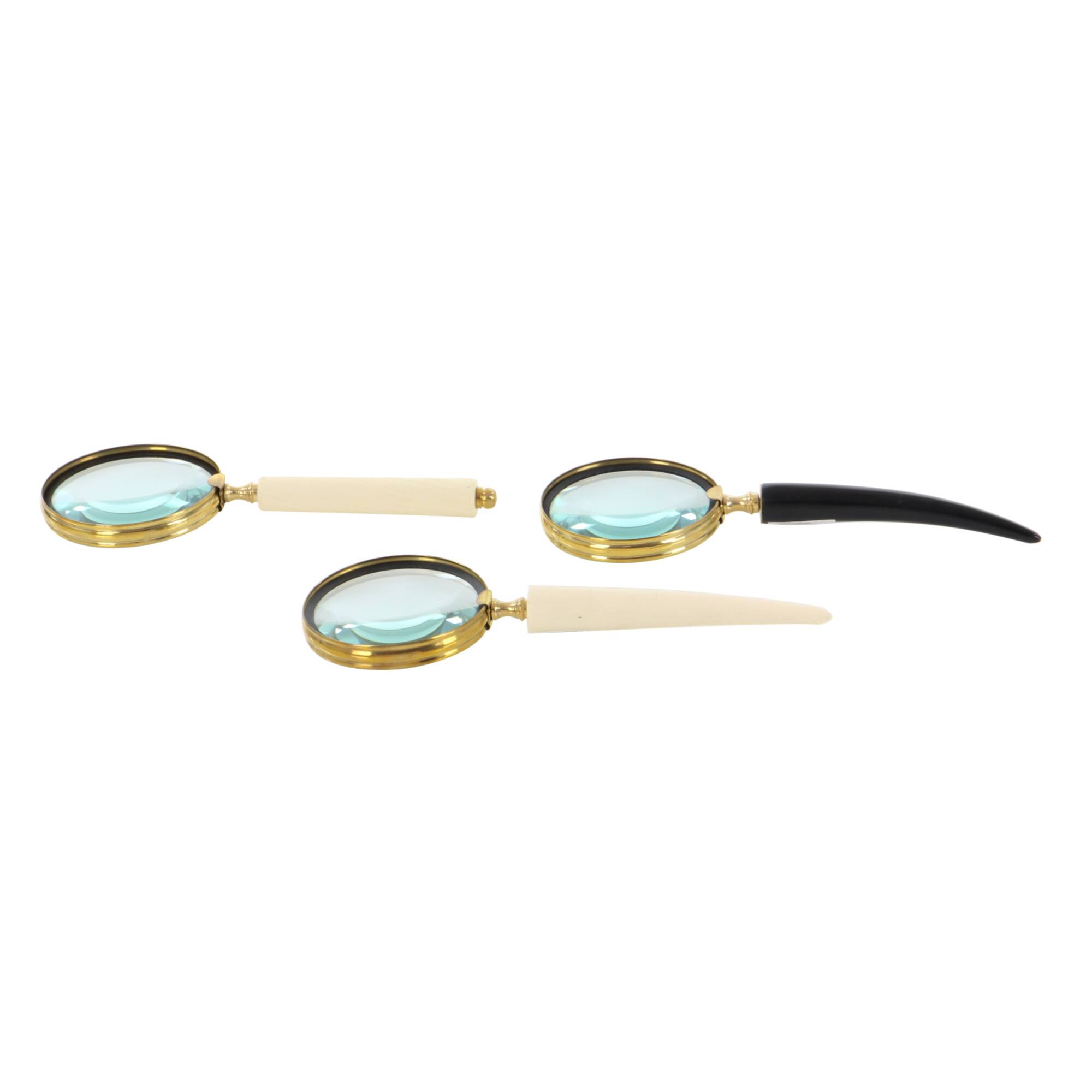 CosmoLiving by Cosmopolitan Set of 3" Black Metal Eclectic Magnifying Glass, 11" x 4"